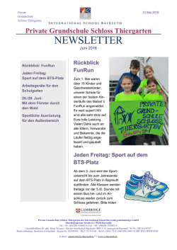 Newsletter Juni 2016 D - Private Grundschule Schloss Thiergarten