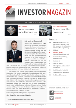 Investor Magazin Ausgabe 169