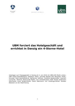 UBM forciert das Hotelgeschäft und errichtet in Danzig ein 4