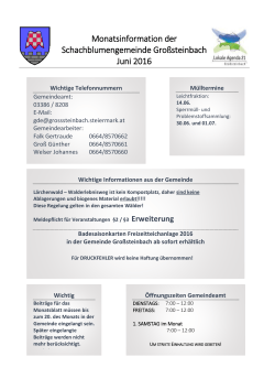 Monatsinformation der Schachblumengemeinde Großsteinbach Juni