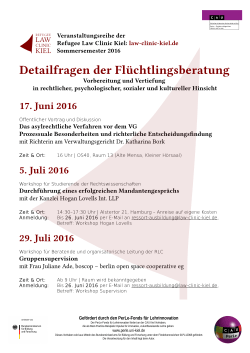 Veranstaltungsreihe der Refugee Law Clinic Kiel: law-clinic