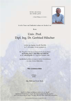 Univ. Prof. Dipl. Ing. Dr. Gerfried Hilscher, Wien / St. Aegyd, 28.05