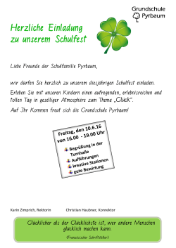 Herzliche Einladung zu unserem Schulfest