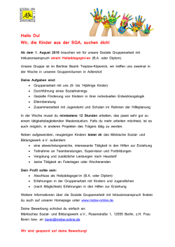 Hallo Du! Wir, die Kinder aus der SGA, suchen dich!