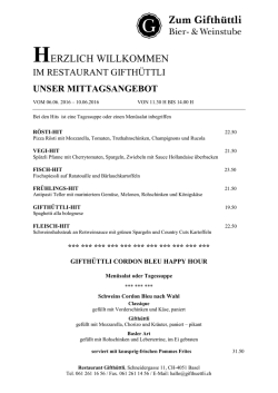 HERZLICH WILLKOMMEN - Restaurant Gifth&uuml;ttli