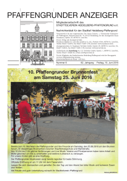 10. Pfaffengrunder Brunnenfest am Samstag 25