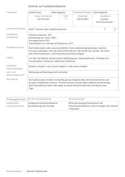 Seminar zur Funktionentheorie Prüfungsformen