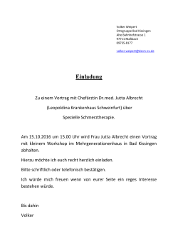 Einladung - Deutsche Syringomyelie und Chiari Malformation eV