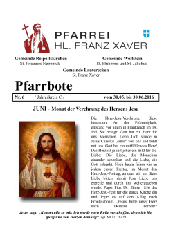 Pfarrei Hl. Franz Xaver bis 30.06.2016