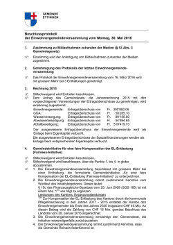 Einwohnergemeindeversammlung vom Montag, 30. Mai