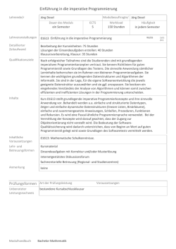 Einf&uuml;hrung in die imperative Programmierung Pr&uuml;fungsformen