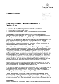 Presseinformation Energiedienst beim 2. Regio Gartenzauber in
