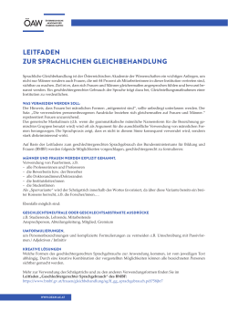 Sprachliche Gleichbehandlung - Österreichische Akademie der