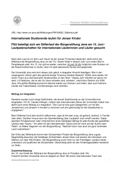 Internationale Studierende laufen für Jenaer Kinder FSU beteiligt