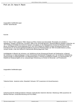 Prof. em. Dr. Hans H. Reich