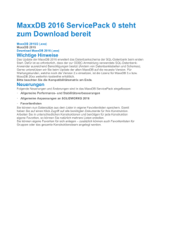 MaxxDB 2016 ServicePack 0 steht zum bereit