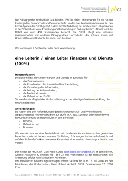 eine Leiterin / einen Leiter Finanzen und Dienste (100%)