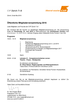 Einladung Mitgliederversammlung