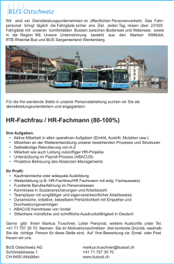 HR-Fachfrau / HR-Fachmann (80-100%)