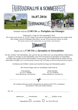 Infozettel und Anmeldung zur Fahrrardrallye 2016