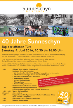 40 Jahre Sunneschyn - Stiftung Sunneschyn Meiringen
