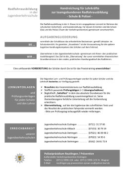 Handreichung f&uuml;r Lehrkr&auml;fte zur teamgebundenen Radfahrausbildung