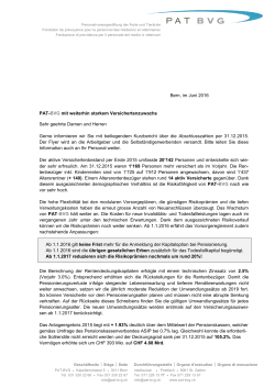 Jahresrechnung 2015 - Information an unsere Versicherten - PAT-BVG