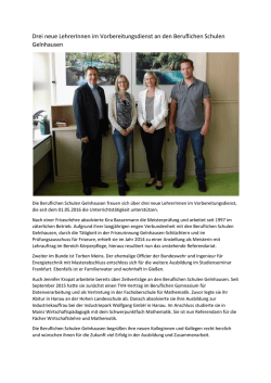 Drei neue LehrerInnen im Vorbereitungsdienst an - BS
