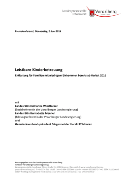 Leistbare Kinderbetreuung - Land Vorarlberg