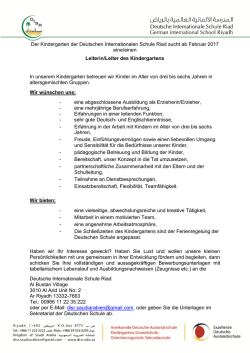Stellenausschreibung der Deutschen Internatioanlen Schule Riad