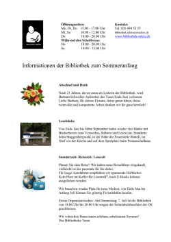 Informationen der Bibliothek zum Sommeranfang
