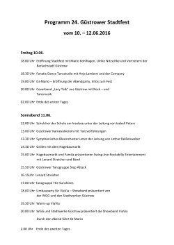 Programm 24. Güstrower Stadtfest vom 10. – 12.06.2016