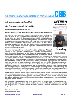 Informationsdienst des CGB INTERN