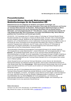 Presseinformation Technopol Wiener Neustadt