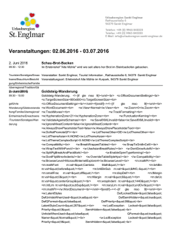 Veranstaltungen: 02.06.2016 - 03.07.2016