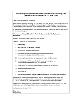 Einladung zur gemeinsamen Einwohnerversammlung der
