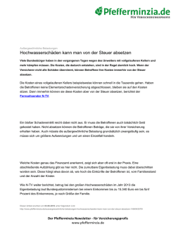 Hochwassersch&auml;den kann man von der Steuer
