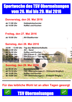 Sportwoche des TSV Obermelsungen vom 26. Mai bis 29. Mai 2016