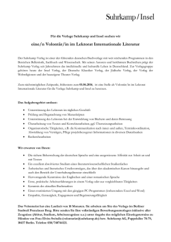 eine/n Volont&auml;r/in im Lektorat Internationale Literatur