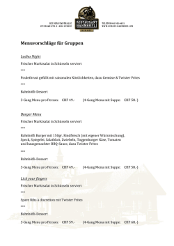 Menuvorschlag für Gruppen - Bahnhöfli Sursee Restaurant