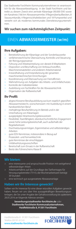 EINEN ABWASSERMEISTER (w/m)