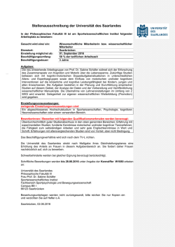 Stellenausschreibung der Universität des Saarlandes