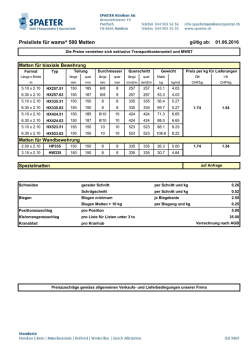 Preisliste für wama® 500 Matten