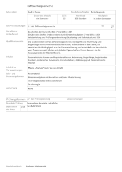 Differentialgeometrie Pr&uuml;fungsformen