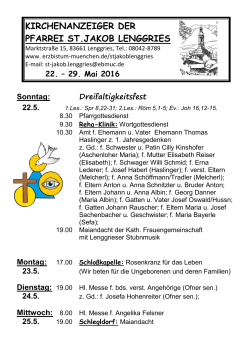 Kirchenanzeiger vom 22.05. - Erzbistum München und Freising
