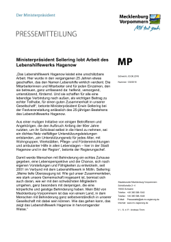 Ministerpräsident Sellering lobt Arbeit des Lebenshilfewerks Hagenow