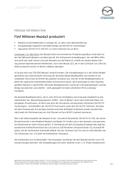 Fünf Millionen Mazda3 produziert