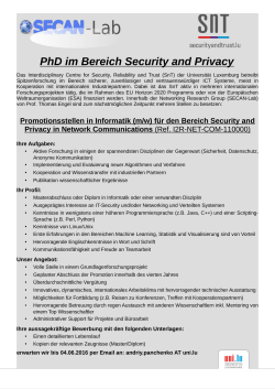 PhD im Bereich Security and Privacy