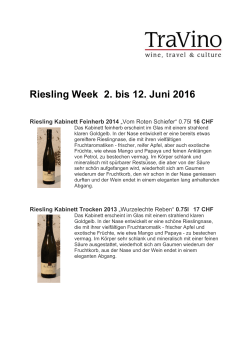 Riesling Week 2. bis 12. Juni 2016