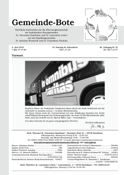 Pfarrbrief Kath. Kirchengemeinde St. Laurentius Hasel&uuml;nne